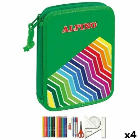 Plumier Doble Alpino Verde Multicolor (32 Piezas) (4 Unidades)