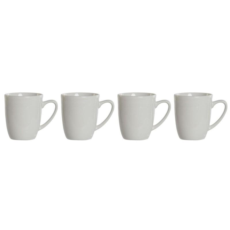 Juego de 4 Tazas Mug DKD Home Decor Blanco Porcelana 330 ml 12 x 10 x 9 cm