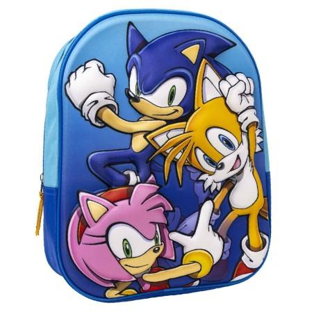 Mochila Escolar 3D Sonic 25 x 31 x 9 cm Azul