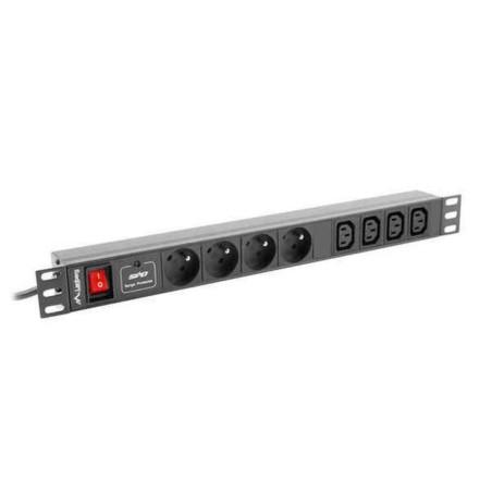 Regleta Enchufes 8 Tomas con Interruptor Lanberg PDU-04E04I-0200-BK 2 m