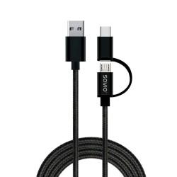 Cable USB a Micro USB y USB C Savio CL-128 Negro 1 m