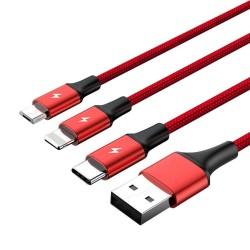 Cable USB a Micro USB, USB-C y Lightning Unitek C4049RD Rojo 1,2 m