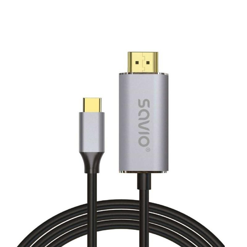 Adaptador USB C a HDMI Savio CL-171 Plateado 2 m