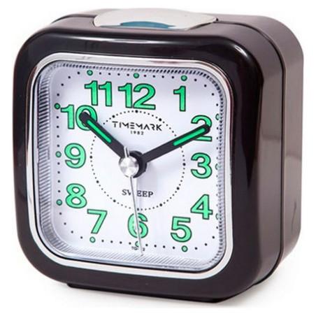 Reloj-Despertador Analógico Timemark Negro Silencioso con sonido Modo noche (7.5 x 8 x 4.5 cm)