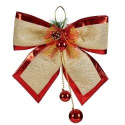 Lazo Adorno Navideño Rojo Dorado Plástico 33 x 9 x 33 cm (6 Unidades)