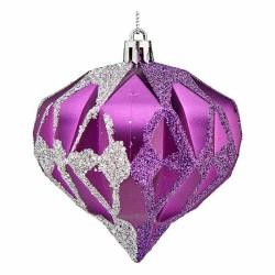 Set de Bolas de Navidad Diamante Morado Plateado Plástico 8 x 9 x 8 cm (12 Unidades)