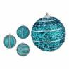 Set de Bolas de Navidad Con relieve Ø 8 cm Azul PVC (12 Unidades)