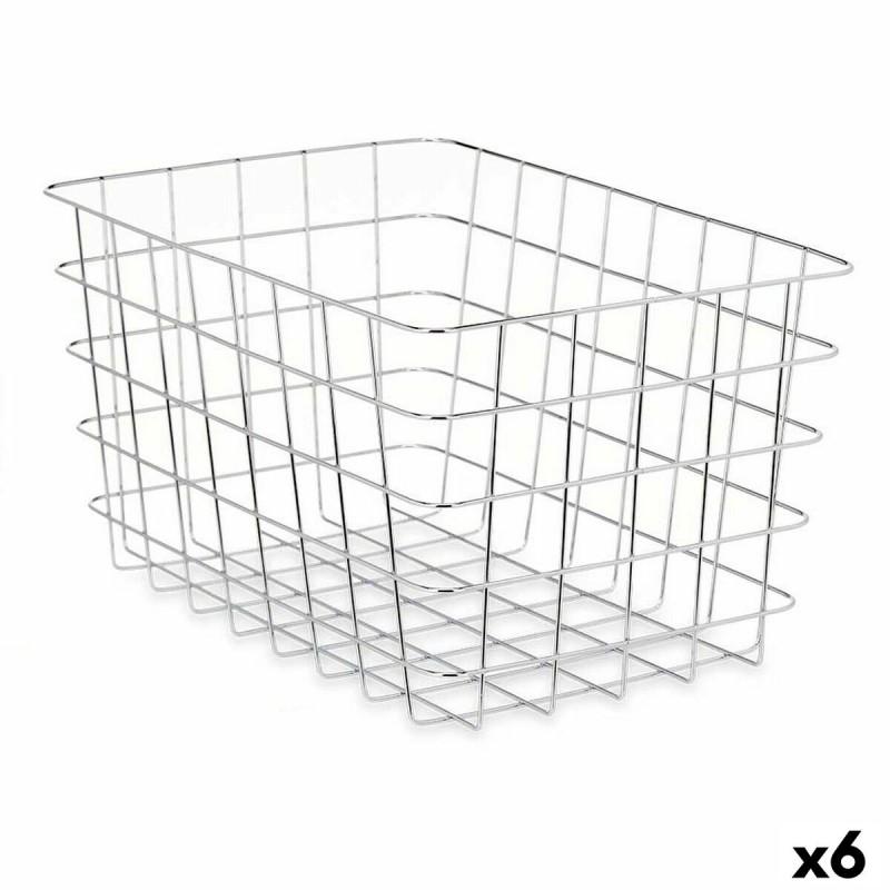 Cesta Multiusos Plateado Metal 38 x 21 x 26 cm Rectangular (6 Unidades)