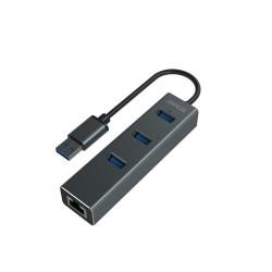 Hub USB 4 Puertos Savio AK-58 Ethernet (RJ-45) Gris