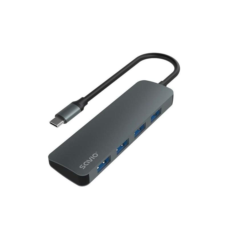 Hub USB-C 4 Puertos Savio AK-54 Gris