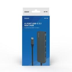 Hub USB-C 4 Puertos Savio AK-54 Gris