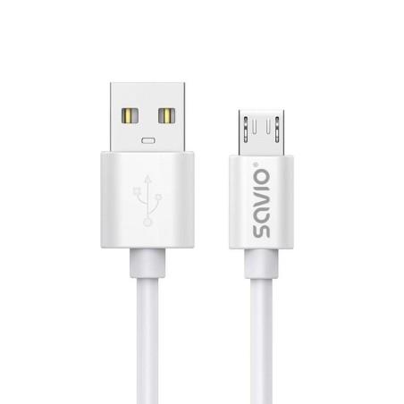 Cable USB a micro USB Savio CL-167 Blanco 3 m