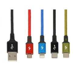 Cable USB a Micro USB, USB-C y Lightning Ibox IKUM4W1CLR Negro Multicolor 1,2 m