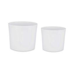 Set de Macetas Ø 22 cm Ø 27 cm 2 Piezas Blanco Arcilla