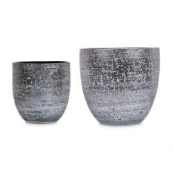 Set de Macetas Ø 20 cm Ø 25 cm 2 Piezas Gris Plateado Cerámica