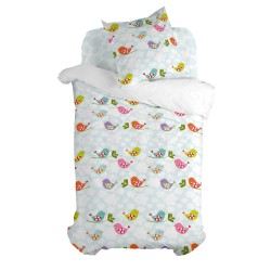 Juego de funda nórdica HappyFriday Mr Fox Little birds Multicolor Cama de 80 2 Piezas