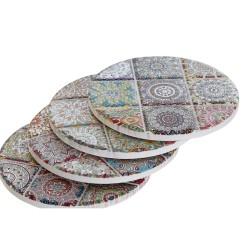 Posavasos Home ESPRIT Corcho Dolomita Mandala Indio Con relieve