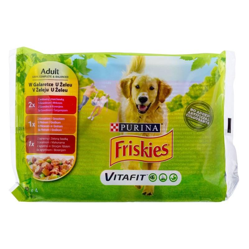 Comida húmeda Purina Friskies Pollo Ternera Cordero Guisantes Judías Verdes Zanahoria 4 x 100 g