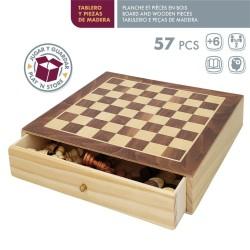 Tablero de Ajedrez y Damas Colorbaby Cajón Madera (4 Unidades)