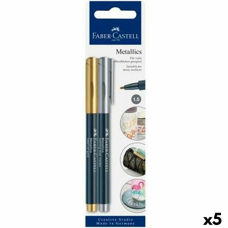 Set de Rotuladores Faber-Castell Creative Studio Metallics Dorado Metal (5 Unidades)