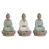 Figura Decorativa Home ESPRIT Blanco Verde Turquesa Buda Oriental 12 x 12 x 18,5 cm (3 Unidades)