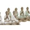 Figura Decorativa Home ESPRIT Blanco Verde Buda Oriental 24 x 9 x 11 cm (2 Unidades)