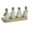 Figura Decorativa Home ESPRIT Blanco Verde Buda Oriental 24 x 9 x 11 cm (2 Unidades)