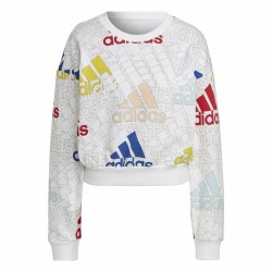 Sudadera sin Capucha Mujer Adidas Essentials Multi-Coloured Blanco