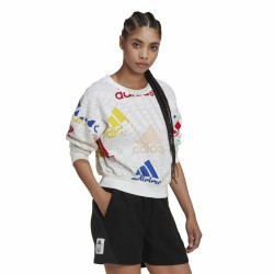 Sudadera sin Capucha Mujer Adidas Essentials Multi-Coloured Blanco