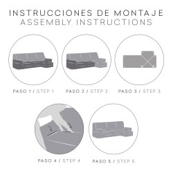 Funda para chaise longue de brazo corto derecho Eysa ULISES Gris Perla 110 x 110 x 310 cm