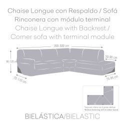 Funda para chaise longue de brazo largo derecho Eysa ROC Teja Rojo Oscuro 110 x 120 x 500 cm