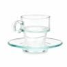 Taza con Plato Transparente Vidrio 90 ml (6 Unidades)