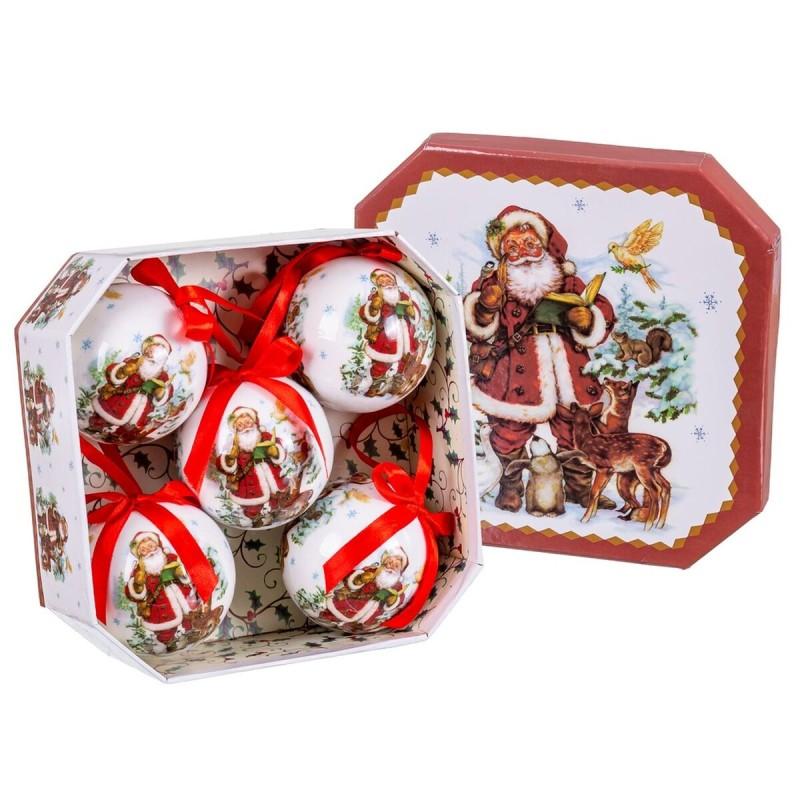 Bolas de Navidad Multicolor Papel Polyfoam Papá Noel 7,5 x 7,5 x 7,5 cm (5 Unidades)