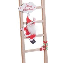 Adorno Navideño Multicolor Madera Escalera Papá Noel 12 x 1,8 x 42 cm