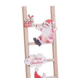 Adorno Navideño Multicolor Madera Escalera Papá Noel 12 x 1,8 x 42 cm