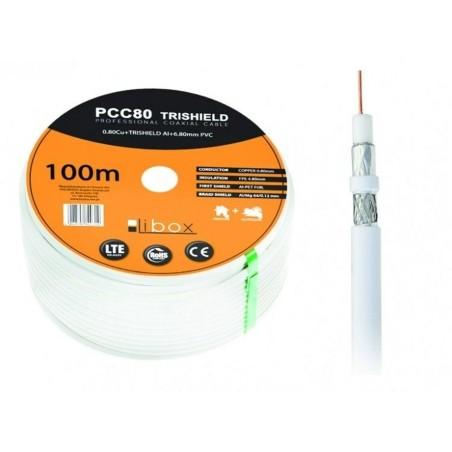 Cable Coaxial Antena TV Libox PCC80 Blanco 100 m