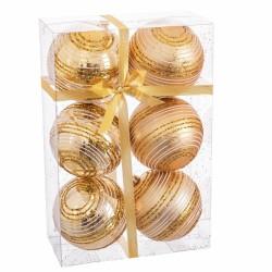 Bolas de Navidad Dorado Plástico Espiral 8 x 8 x 8 cm (6 Unidades)