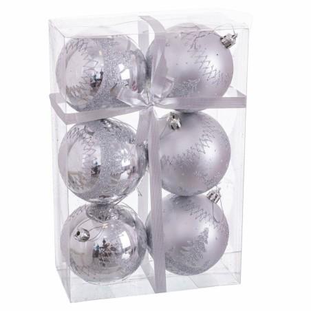 Bolas de Navidad Plata Plástico Ciervo 8 x 8 x 8 cm (6 Unidades)