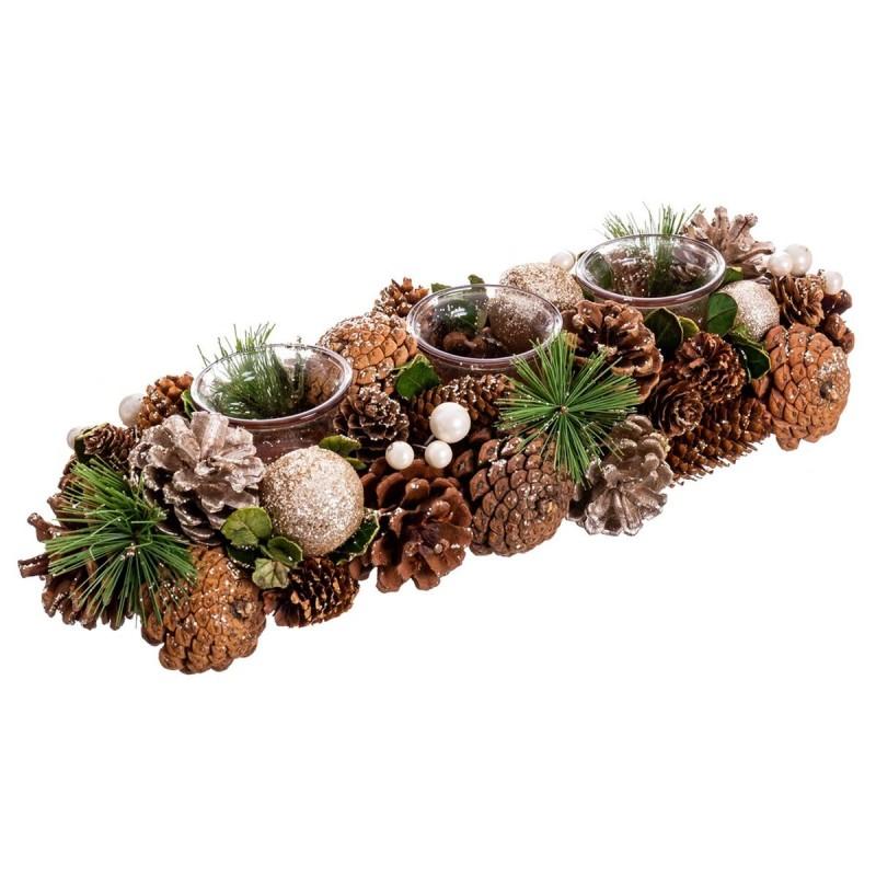 Portavelas Navideño Dorado Natural Plástico Foam 38 x 15 x 8,5 cm