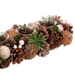 Portavelas Navideño Dorado Natural Plástico Foam 38 x 15 x 8,5 cm