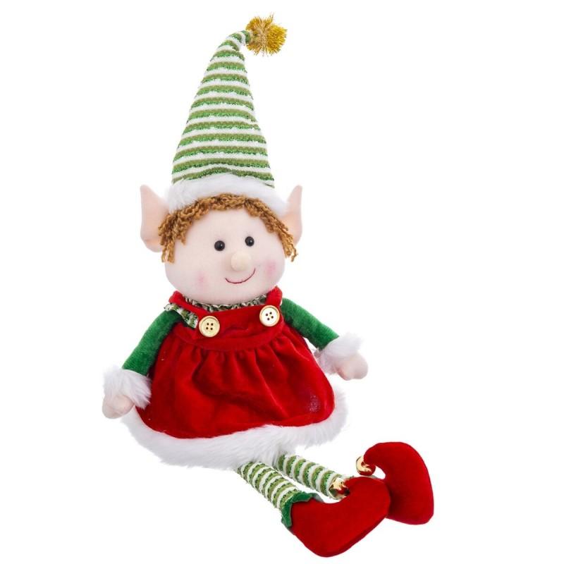 Adorno Navideño Multicolor Foam Tejido Niña Elfo 40 cm