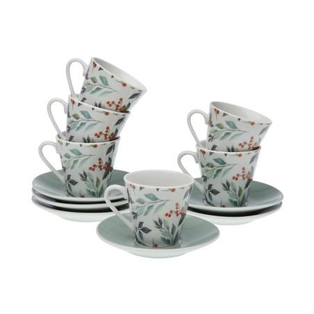 Juego de 6 Tazas de Café Versa Acebo Porcelana