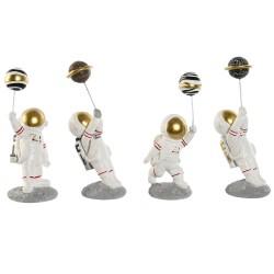 Figura Decorativa Home ESPRIT Blanco Dorado Astronauta 10,5 x 10,5 x 25 cm (4 Unidades)