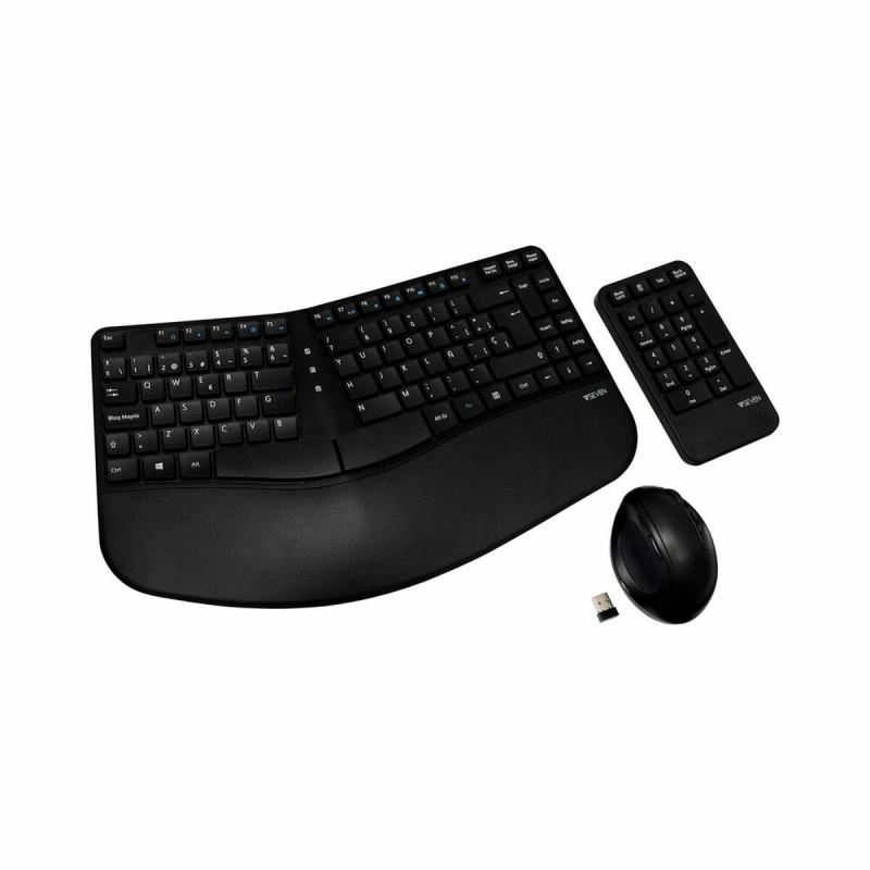 Teclado y Ratón Inalámbrico V7 CKW400ES Negro Español Qwerty Español