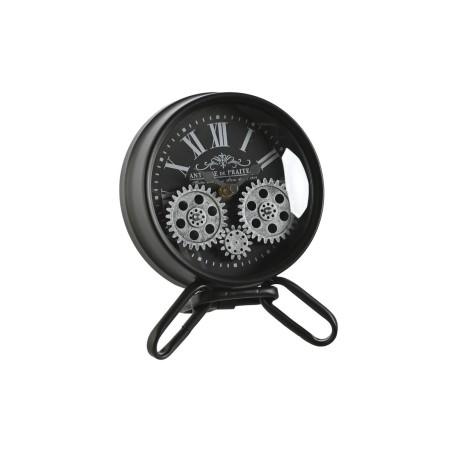 Reloj de Mesa Home ESPRIT Negro Plateado Metal Cristal 16,5 x 11 x 21 cm