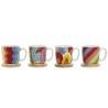 Juego de Tazas de Café DKD Home Decor Multicolor Coral Bambú Dolomita 180 ml