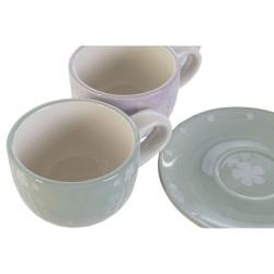 Juego de Tazas de Café DKD Home Decor Azul Blanco Verde Lila Metal Dolomita 180 ml