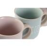 Juego de Tazas de Café Home ESPRIT Azul Rosa Gres 4 Piezas 180 ml