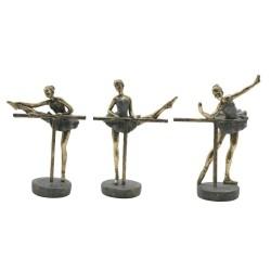 Figura Decorativa Home ESPRIT Gris Dorado Bailarina Ballet 14 x 8 x 20 cm (3 Unidades)