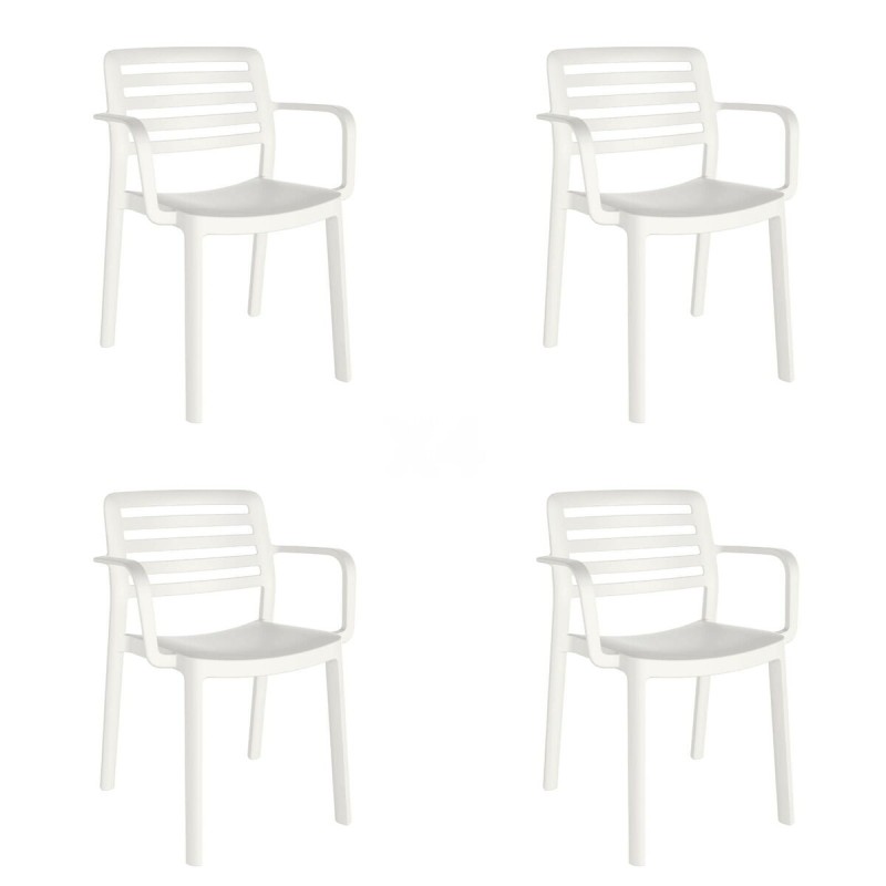 Silla de Jardín Garbar Wind Blanco Polipropileno 58 x 78 x 54 cm 58 x 54 x 78 cm 4 Unidades (4 Piezas)